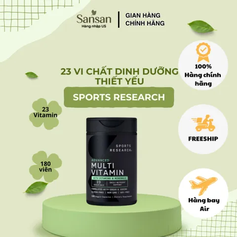 Viên Uống Sports Research Advanced Multivitamin 180 Viên, Bổ Sung 23 Vitamin & Khoáng Chất