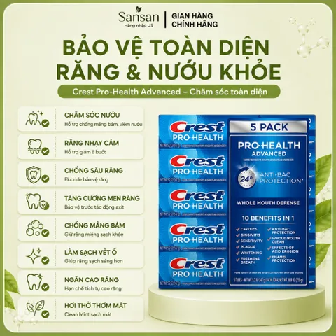 Kem Đánh Răng Crest Mỹ 59g-232g | 3D White Làm Trắng, Deep Stain Remover Vết Ố, Pro Health, Scope Thơm Miệng