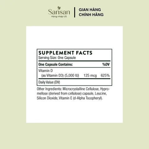 Vitamin D3 Thorne D 5000 IU 60 Viên, Bổ Sung Vitamin D3 125mcg, Hỗ Trợ Xương Cơ & Miễn Dịch, NSF Certified for Sport