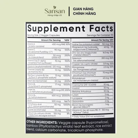 Viên Uống Sports Research Advanced Multivitamin 180 Viên, Bổ Sung 23 Vitamin & Khoáng Chất