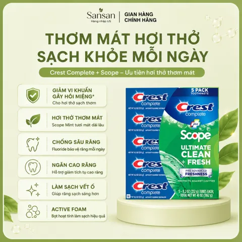 Kem Đánh Răng Crest Mỹ 59g-232g | 3D White Làm Trắng, Deep Stain Remover Vết Ố, Pro Health, Scope Thơm Miệng