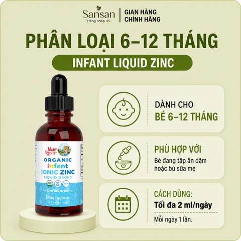 Kẽm Hữu Cơ MaryRuth’s Dạng Lỏng Nhỏ Giọt Cho Bé Từ 6 Tháng, Trẻ Em, Người Lớn Mẹ Bầu Liquid Zinc