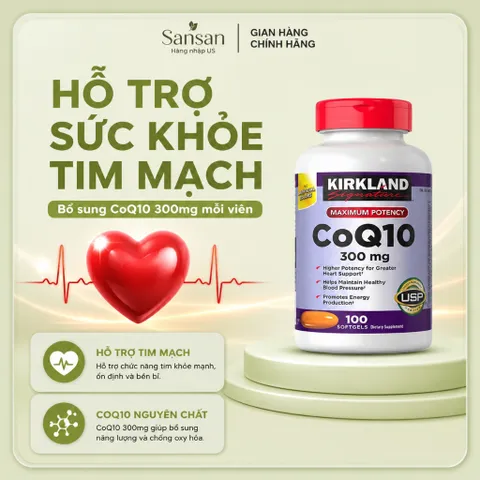 Kirkland Signature CoQ10 300mg 100 Viên - Bổ Sung Coenzyme Q10, Chống Oxy Hóa, Hỗ Trợ Sức Khỏe Tim Mạch