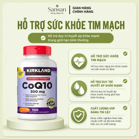 Kirkland Signature CoQ10 300mg 100 Viên - Bổ Sung Coenzyme Q10, Chống Oxy Hóa, Hỗ Trợ Sức Khỏe Tim Mạch