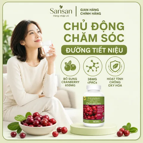 Trunature Cranberry 650mg 140 Viên Nam Việt Quất, 36mg cPACs, One Per Day