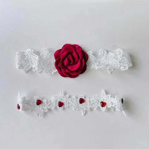 Vòng Chân Ren Hoa Hồng Đáng Yêu Gợi Cảm Choker Đùi Rose - T509 Trắng