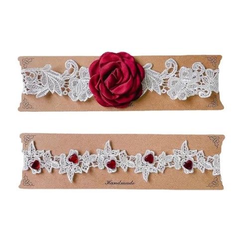 Vòng Chân Ren Hoa Hồng Đáng Yêu Gợi Cảm Choker Đùi Rose - T509 Trắng