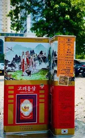 Sâm Khô Nguyên Củ Hộp Thiếc Hàn Quốc - Hồng Sâm 6 Năm Tuổi 300g, Giúp Bồi Bổ Sức Khỏe và Cải Thiện Giấc Ngủ 814502