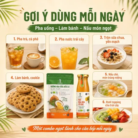 Combo Vị Ngọt SOKFARM Organic Đường Hoa Dừa 300g Mật Hoa Dừa Cô Đặc 250g