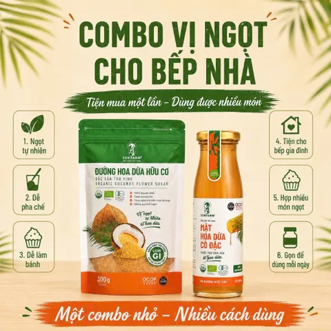 Combo Vị Ngọt SOKFARM Organic Đường Hoa Dừa 300g Mật Hoa Dừa Cô Đặc 250g