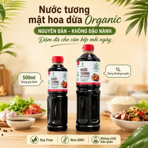 Nước Tương Mật Hoa Dừa SOKFARM Organic Nguyên Bản Không Đậu Nành 500ml 1L