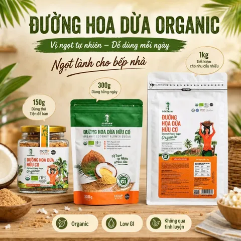 Đường Hoa Dừa SOKFARM Organic 150g 300g 1kg Đường Không Tách Mật Vị Ngọt Tự Nhiên