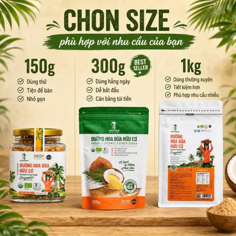 Đường Hoa Dừa SOKFARM Organic 150g 300g 1kg Đường Không Tách Mật Vị Ngọt Tự Nhiên