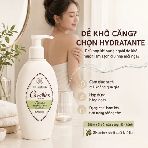 Gel Vệ Sinh Vùng Kín Cavaillès 500ml Chai Bơm 4 Loại Hydratante Fraîcheur Extra-Doux Anti-Bactérien