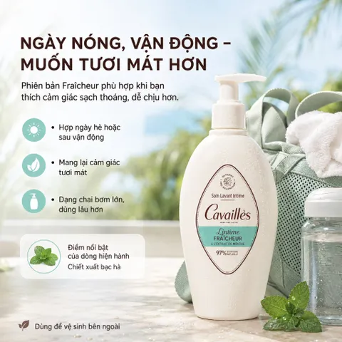 Gel Vệ Sinh Vùng Kín Cavaillès 500ml Chai Bơm 4 Loại Hydratante Fraîcheur Extra-Doux Anti-Bactérien