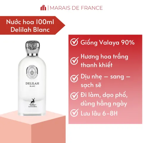 Nước Hoa Nữ Maison Alhambra Delilah Blanc EDP 100ml – Hương Đào Trắng, Nhập Khẩu Chính Ngạch