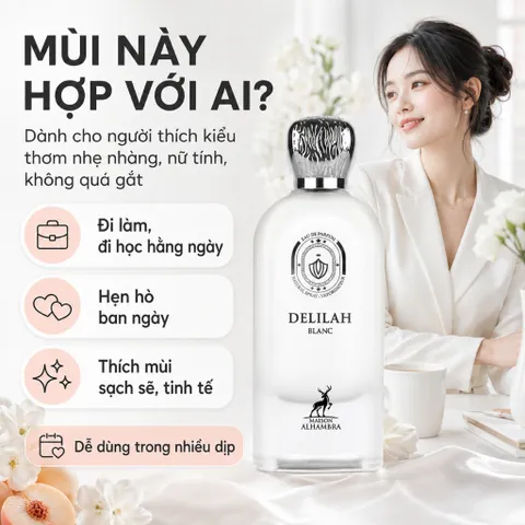 Nước Hoa Nữ Maison Alhambra Delilah Blanc EDP 100ml – Hương Đào Trắng, Nhập Khẩu Chính Ngạch