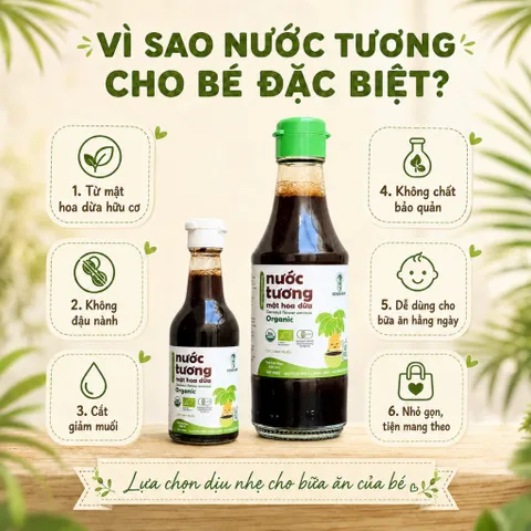 Nước Tương Mật Hoa Dừa SOKFARM Organic Cho Bé 60ml 200ml Không Đậu Nành