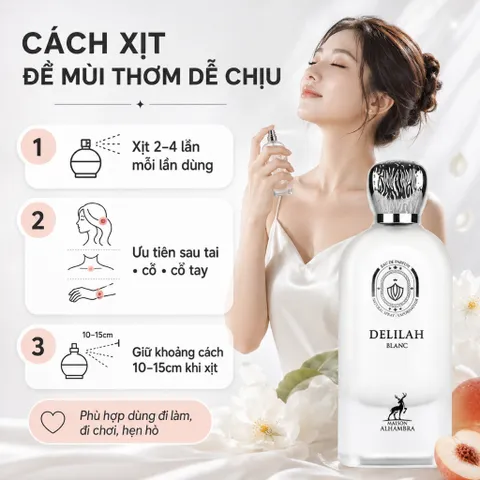 Nước Hoa Nữ Maison Alhambra Delilah Blanc EDP 100ml – Hương Đào Trắng, Nhập Khẩu Chính Ngạch