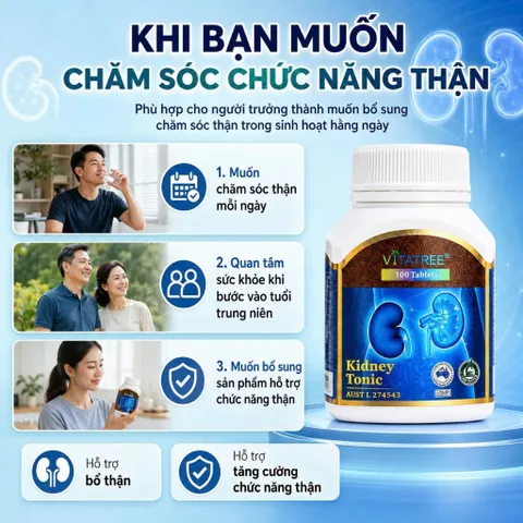 Combo Vitatree Organ Fat Detox 60 viên + Kidney Tonic 100 viên hỗ trợ gan thận & chuyển hóa chất béo