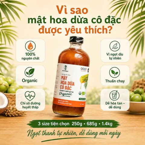 Mật Hoa Dừa Cô Đặc SOKFARM Organic Nguyên Chất 250g 685g 1.4kg Tạo Vị Ngọt
