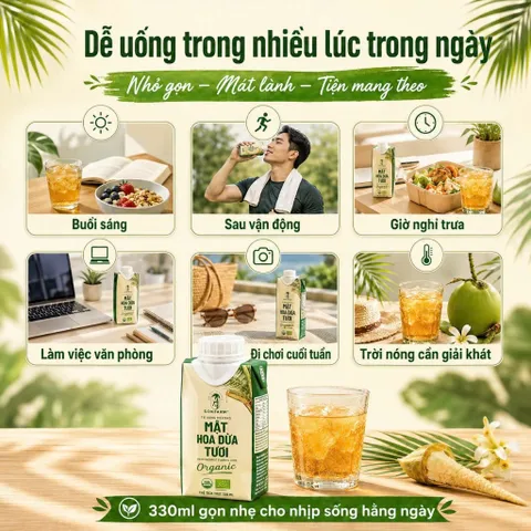 Mật Hoa Dừa Tươi SOKFARM Organic 330ml Đồ Uống Mật Hoa Dừa Tiện Mang Theo