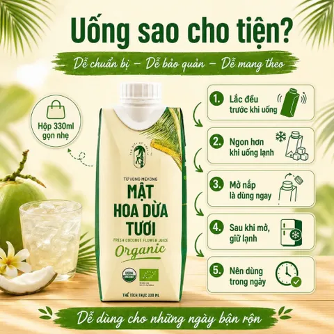 Mật Hoa Dừa Tươi SOKFARM Organic 330ml Đồ Uống Mật Hoa Dừa Tiện Mang Theo