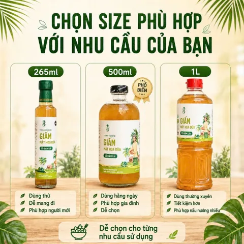Giấm Mật Hoa Dừa SOKFARM Organic Có Giấm Cái 265ml 500ml 1L Lên Men Tự Nhiên
