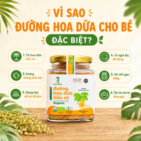 Đường Hoa Dừa SOKFARM Organic Cho Bé 160g Dạng Hạt Tiện Nêm Pha Làm Bánh