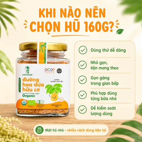Đường Hoa Dừa SOKFARM Organic Cho Bé 160g Dạng Hạt Tiện Nêm Pha Làm Bánh