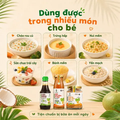 Combo Gia Vị Cho Bé SOKFARM 3 Món Tương 200ml Mật 250g Đường Hoa Dừa 160g
