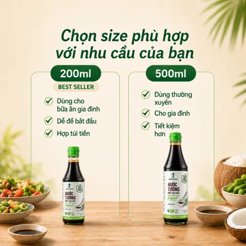 Nước Tương Mật Hoa Dừa SOKFARM Organic Ít Muối Không Đậu Nành 200ml 500ml
