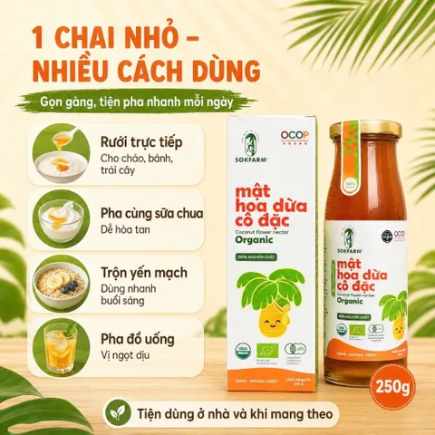 Mật Hoa Dừa Cô Đặc SOKFARM Organic Cho Bé 250g Tạo Vị Ngọt Thanh Dễ Sử Dụng