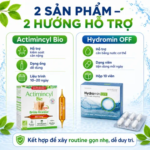 Combo Actimincyl Bio + Hydromin OFF | Hỗ Trợ Kiểm Soát Cân Nặng, Cân Bằng Nước, Nhẹ Người