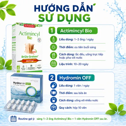Combo Actimincyl Bio + Hydromin OFF | Hỗ Trợ Kiểm Soát Cân Nặng, Cân Bằng Nước, Nhẹ Người