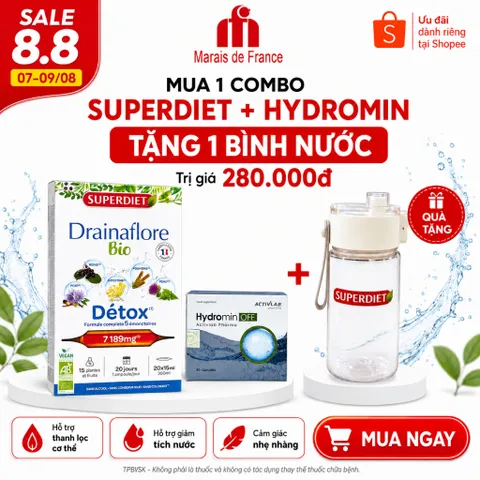 Combo Drainaflore Bio + Hydromin OFF | Hỗ Trợ Thanh Lọc Cơ Thể, Cân Bằng Nước, Hỗ Trợ Giảm Tích Nước