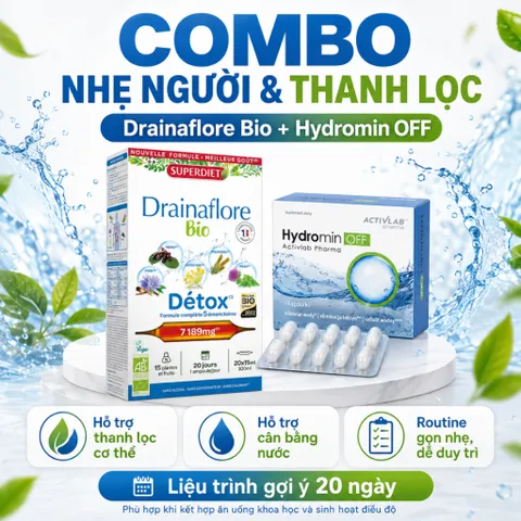 Combo Drainaflore Bio + Hydromin OFF | Hỗ Trợ Thanh Lọc Cơ Thể, Cân Bằng Nước, Hỗ Trợ Giảm Tích Nước