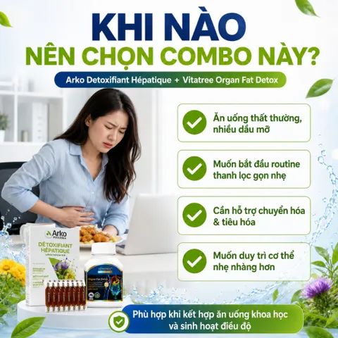 Combo Arko Detoxifiant Hépatique + Vitatree Organ Fat Detox | Hỗ Trợ Gan, Chuyển Hóa