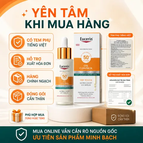 Serum chống nắng Eucerin Oil Control SPF50+ 30ml – Mỏng nhẹ, hỗ trợ kiểm soát dầu cho da dầu mụn