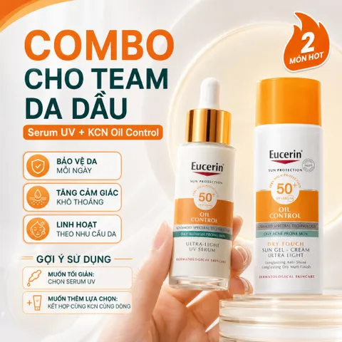Serum chống nắng Eucerin Oil Control SPF50+ 30ml – Mỏng nhẹ, hỗ trợ kiểm soát dầu cho da dầu mụn