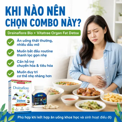 Combo Drainaflore Bio + Vitatree Organ Fat Detox | Hỗ Trợ Thanh Lọc, Chuyển Hóa
