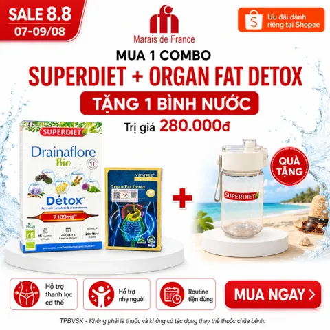 Combo Drainaflore Bio + Vitatree Organ Fat Detox | Hỗ Trợ Thanh Lọc, Chuyển Hóa