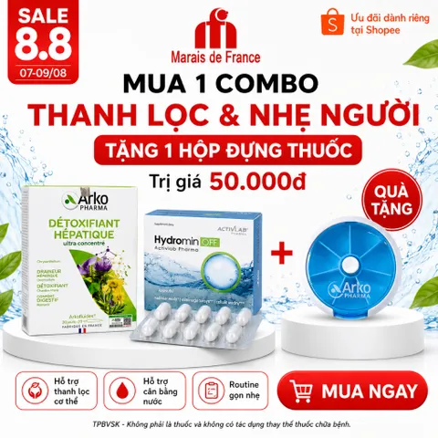 Combo Arko Detoxifiant Hépatique + Hydromin OFF | Hỗ Trợ Thanh Lọc, Cân Bằng Nước