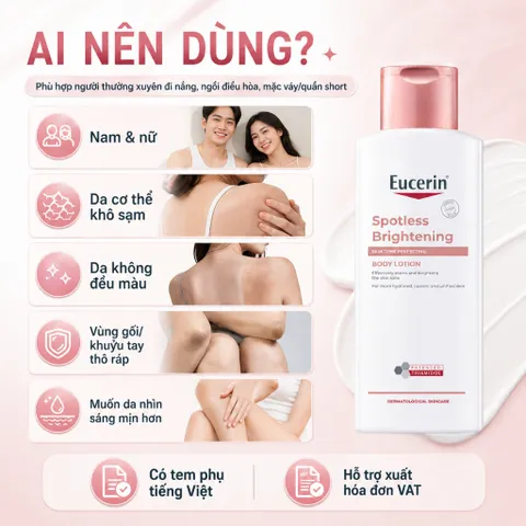 Sữa Dưỡng Thể Eucerin Spotless Brightening 250ml Dưỡng Ẩm, Hỗ Trợ Sáng Da, Đều Màu