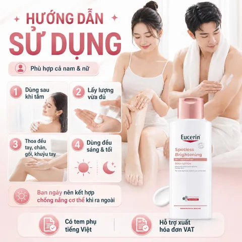 Sữa Dưỡng Thể Eucerin Spotless Brightening 250ml Dưỡng Ẩm, Hỗ Trợ Sáng Da, Đều Màu