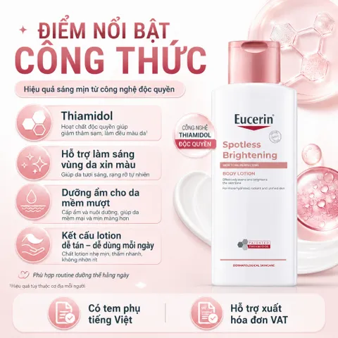 Sữa Dưỡng Thể Eucerin Spotless Brightening 250ml Dưỡng Ẩm, Hỗ Trợ Sáng Da, Đều Màu