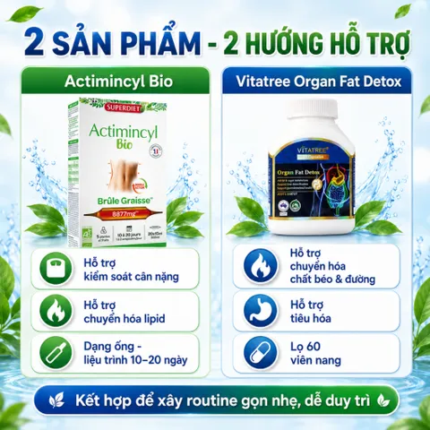 Combo Actimincyl Bio + Vitatree Organ Fat Detox | Hỗ Trợ Chuyển Hóa, Kiểm Soát Cân Nặng