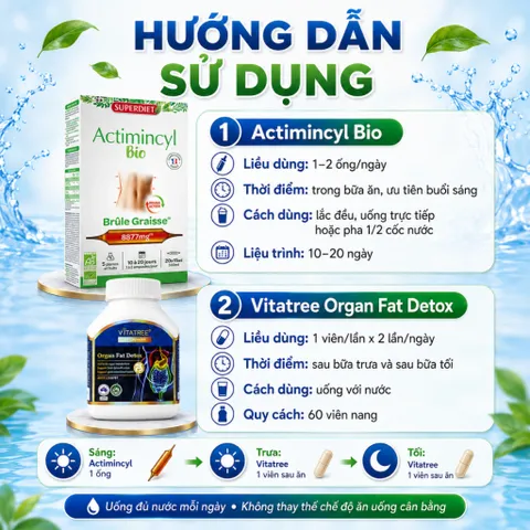 Combo Actimincyl Bio + Vitatree Organ Fat Detox | Hỗ Trợ Chuyển Hóa, Kiểm Soát Cân Nặng