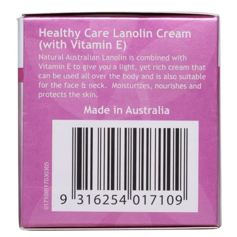 [Mẫu Mới] Kem dưỡng da Nhau Thai Cừu Healthy Care Lanolin Cream with Vitamin E |100g| Cấp ẩm sâu - Phục hồi hàng rào bảo vệ da & Ngăn ngừa lão hóa [S/P nội địa Úc]