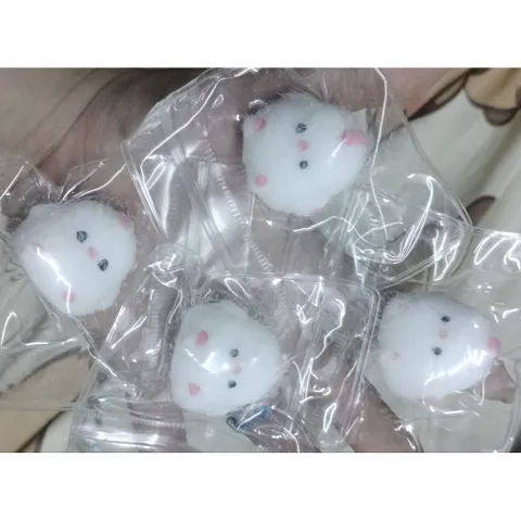combo 3 squishy gà con màu trắng làm móc khóa